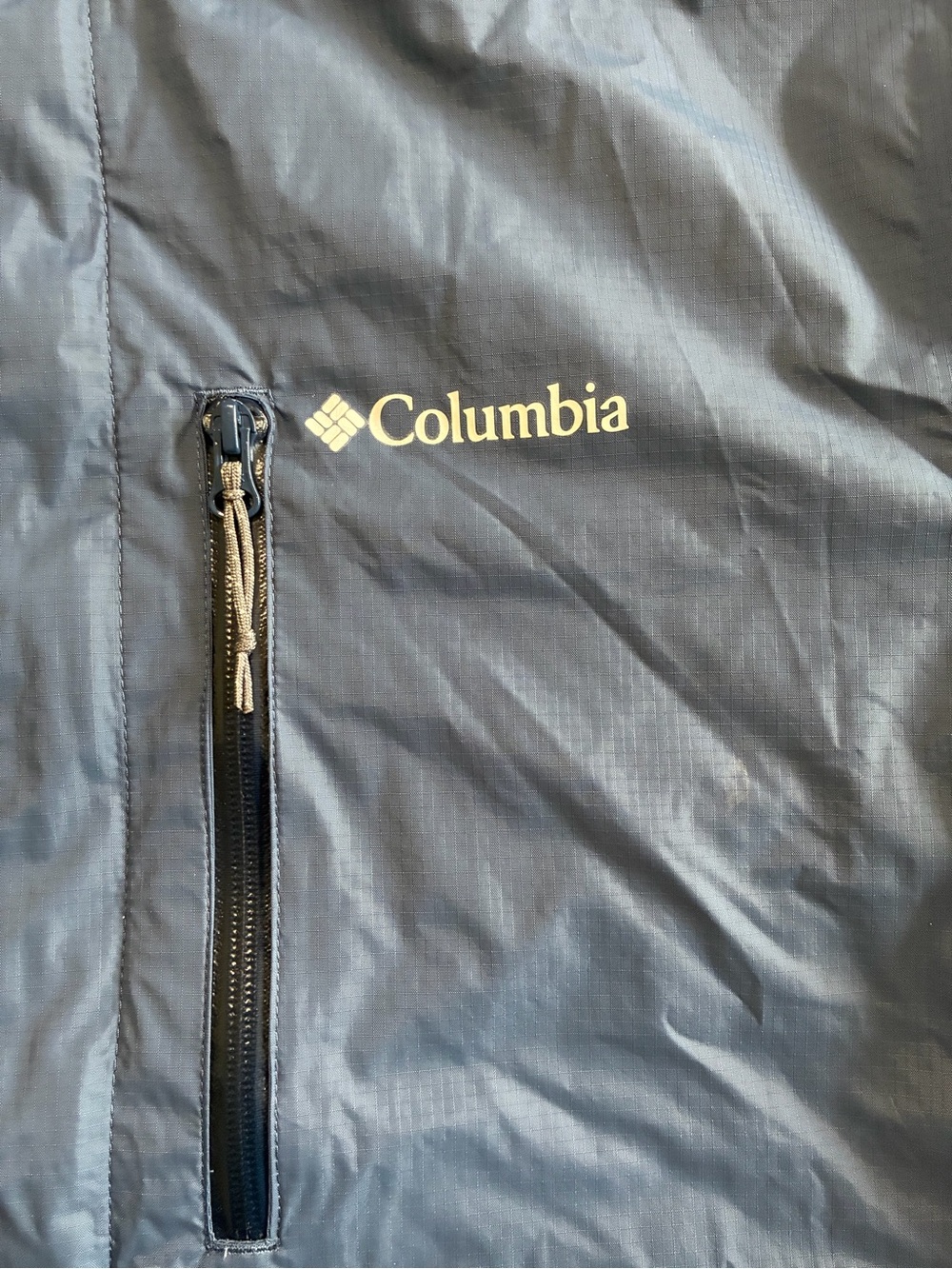 Columbia Men’s M Navy Raincoat with Zippered Chest Pocket